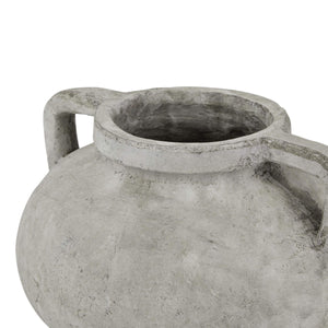 White ceramic Athena Stone Pelike pot, handcrafted statement vase for floral arrangements, 24cm height, rustic-modern decor by sostter at brixbailey.com