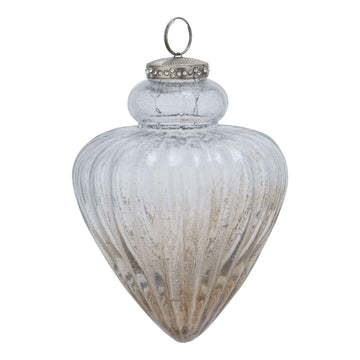 Handcrafted glass heart pendant with ribbed design, champagne gradient, and silver accents for elegant home decor. by Sostter at brixbailey.com