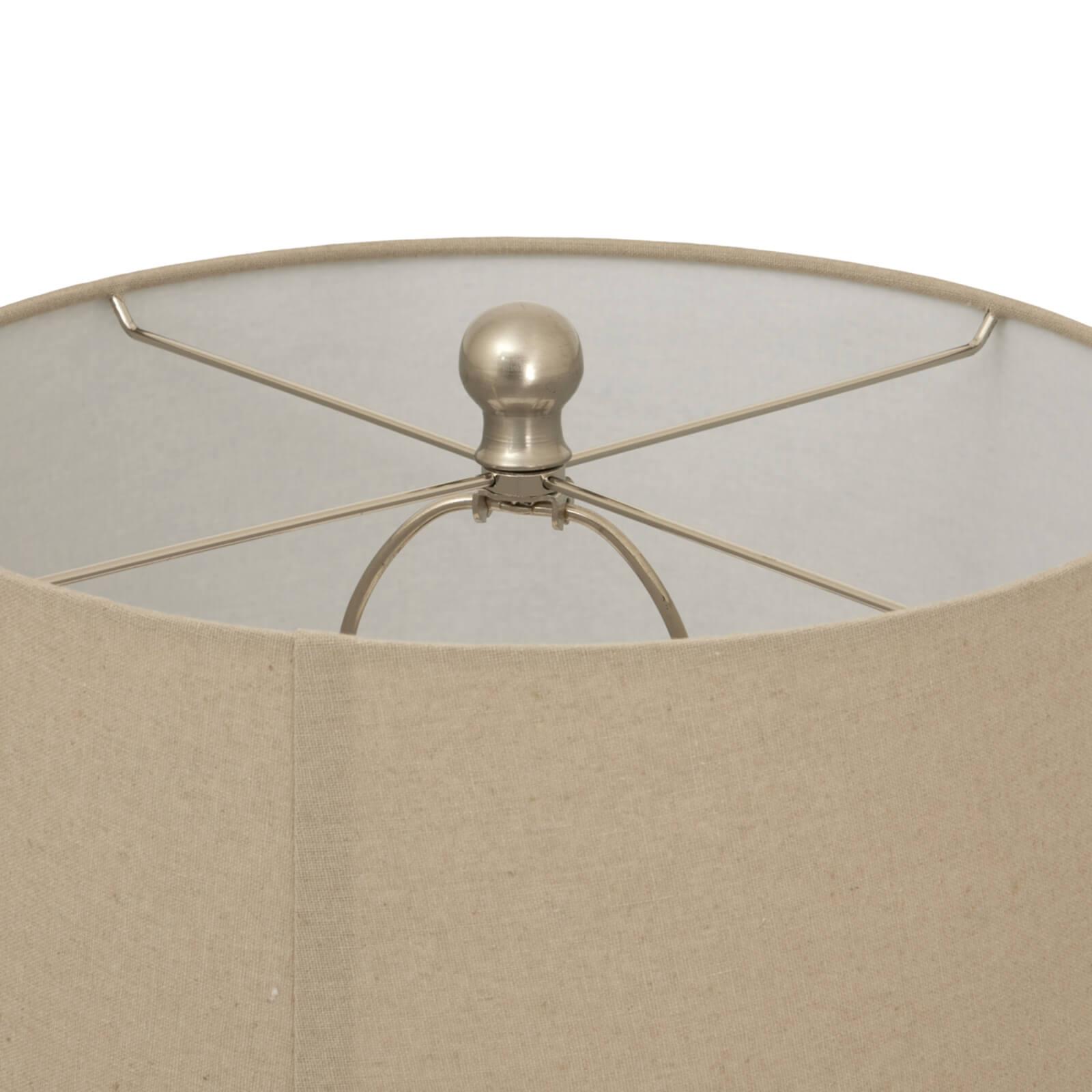 Handcrafted white ceramic table lamp with twill weave texture and linen shade for warm ambient lighting. by Sostter at brixbailey.com