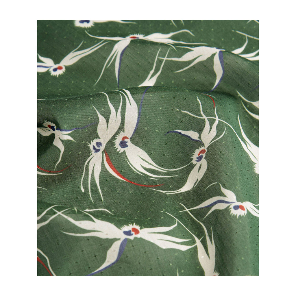 Stylised Bird Print Organic Cotton Silk Scarf - 30% Silk 70% Organic Cotton
