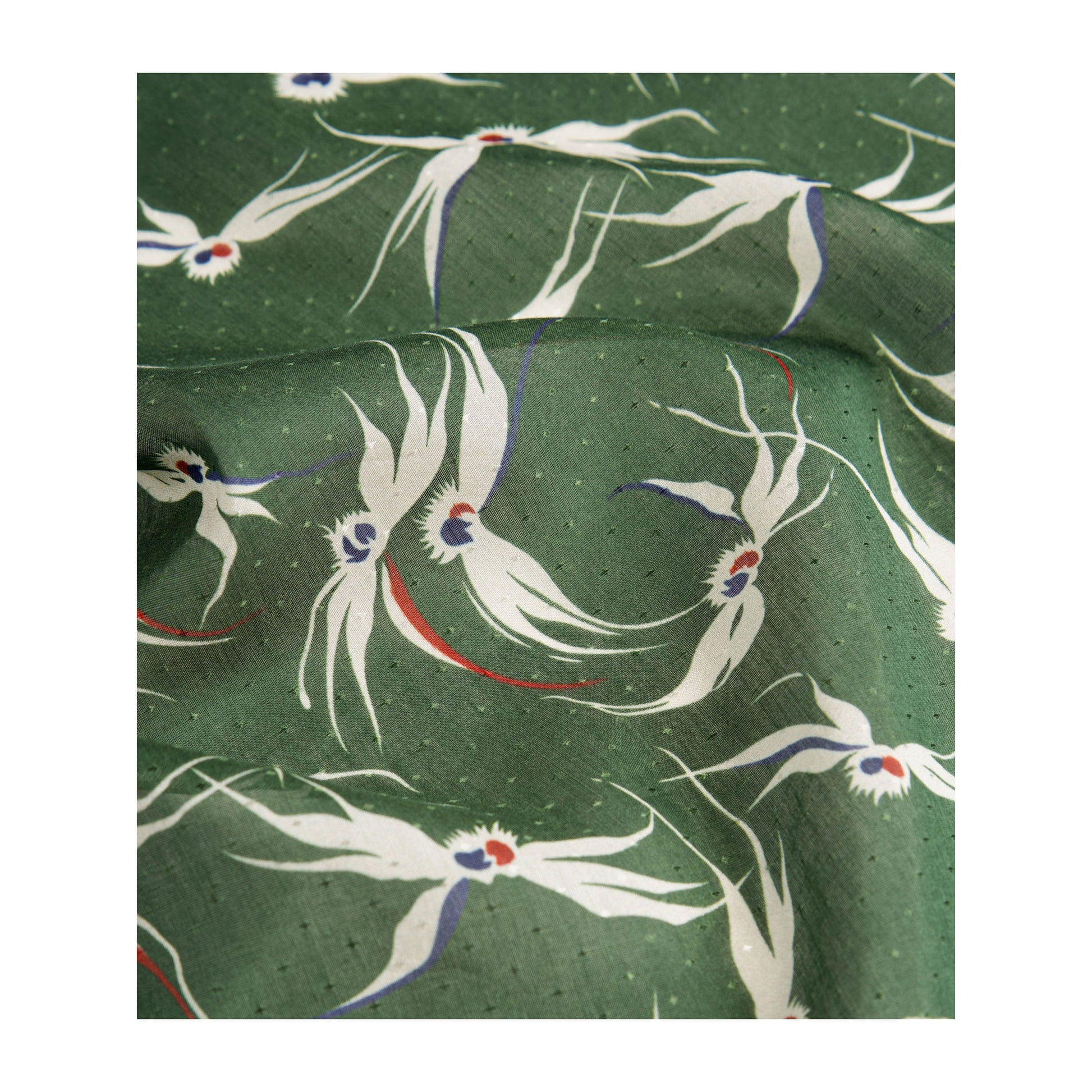 Stylised Bird Print Organic Cotton Silk Scarf - 30% Silk 70% Organic Cotton