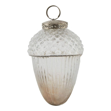 Handcrafted glass acorn ornament with coffee-to-cream ombre, textured surface, 10cm holiday decor for Christmas trees by Sostter at brixbailey.com