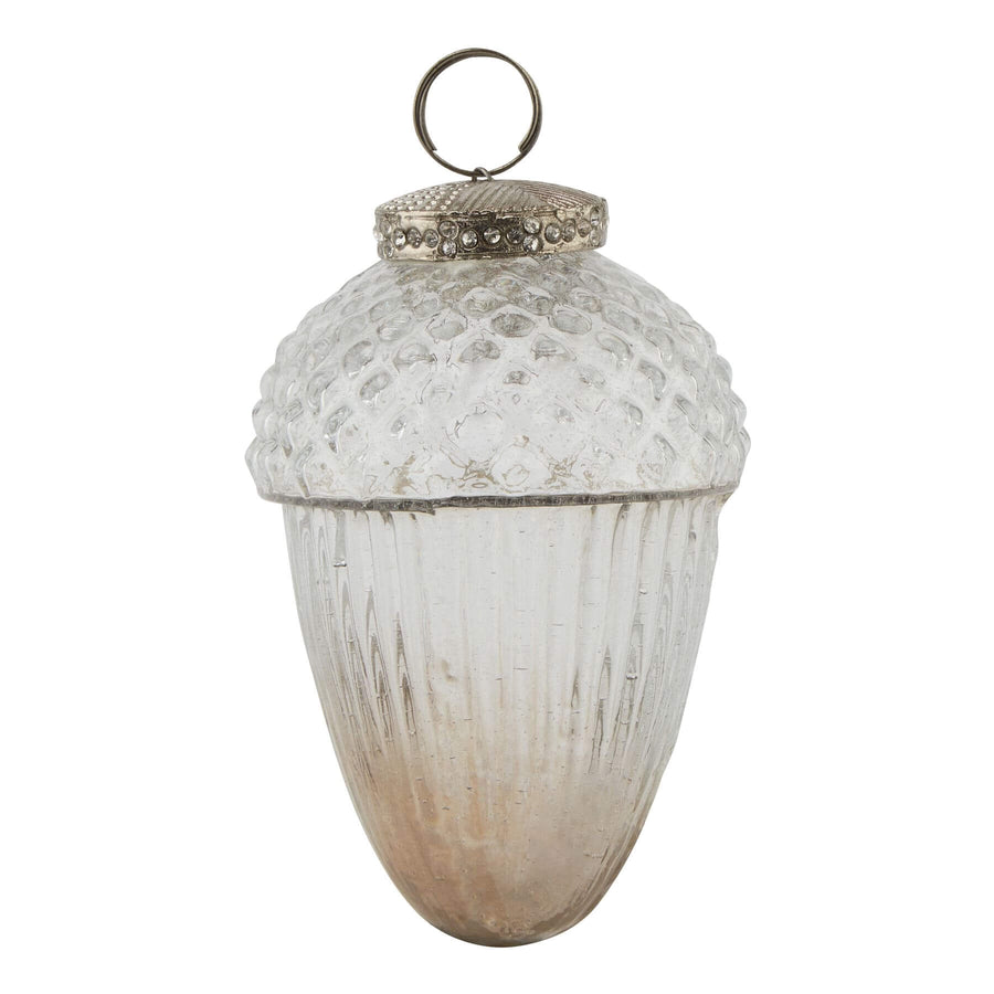 Handcrafted glass acorn ornament with coffee-to-cream ombre, textured surface, 10cm holiday decor for Christmas trees by Sostter at brixbailey.com