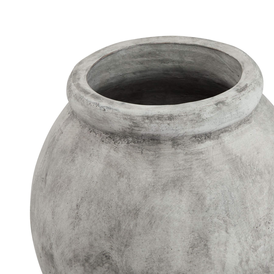 White ceramic jar-shaped planter with clean lines, subtle rim detailing, and Mediterranean-inspired design, 31 cm tall.by Sostter at brixbailey.com