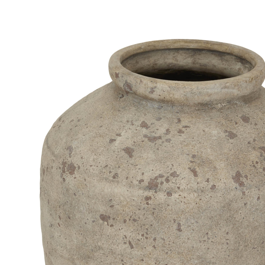 Handcrafted Deruta ceramic vase in mottled grey, 50cm tall, Italian terracotta-inspired statement piece for home decor by Sostter at brixbailey.com