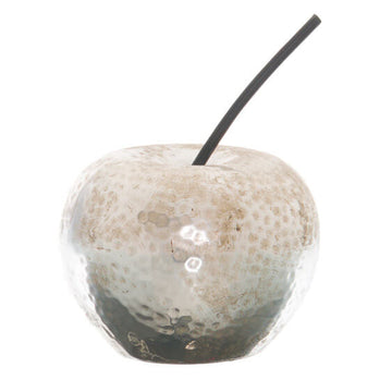 Handcrafted silver ceramic apple ornament, 13cm tall with lustrous finish, elegant home decor piece. by Sostter at brixbailey.com