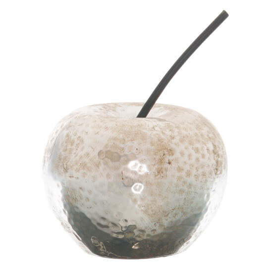 Handcrafted silver ceramic apple ornament, 13cm tall with lustrous finish, elegant home decor piece. by Sostter at brixbailey.com