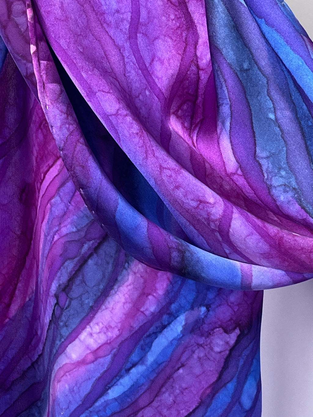 “Flow Abstract in Purple" - Hand-dyed Silk Scarf - $110