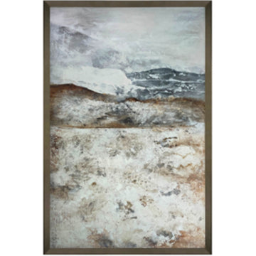 Handcrafted Vista abstract canvas in rich brown tones with organic brushstrokes, premium wood frame, 150x100cm by Sostter at brixbailey.com
