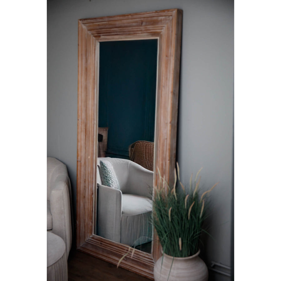 Large rustic wood mirror with weathered frame, warm brown tones, 200cm height, perfect for modern or traditional interiors. by Sostter at brixbailey.com