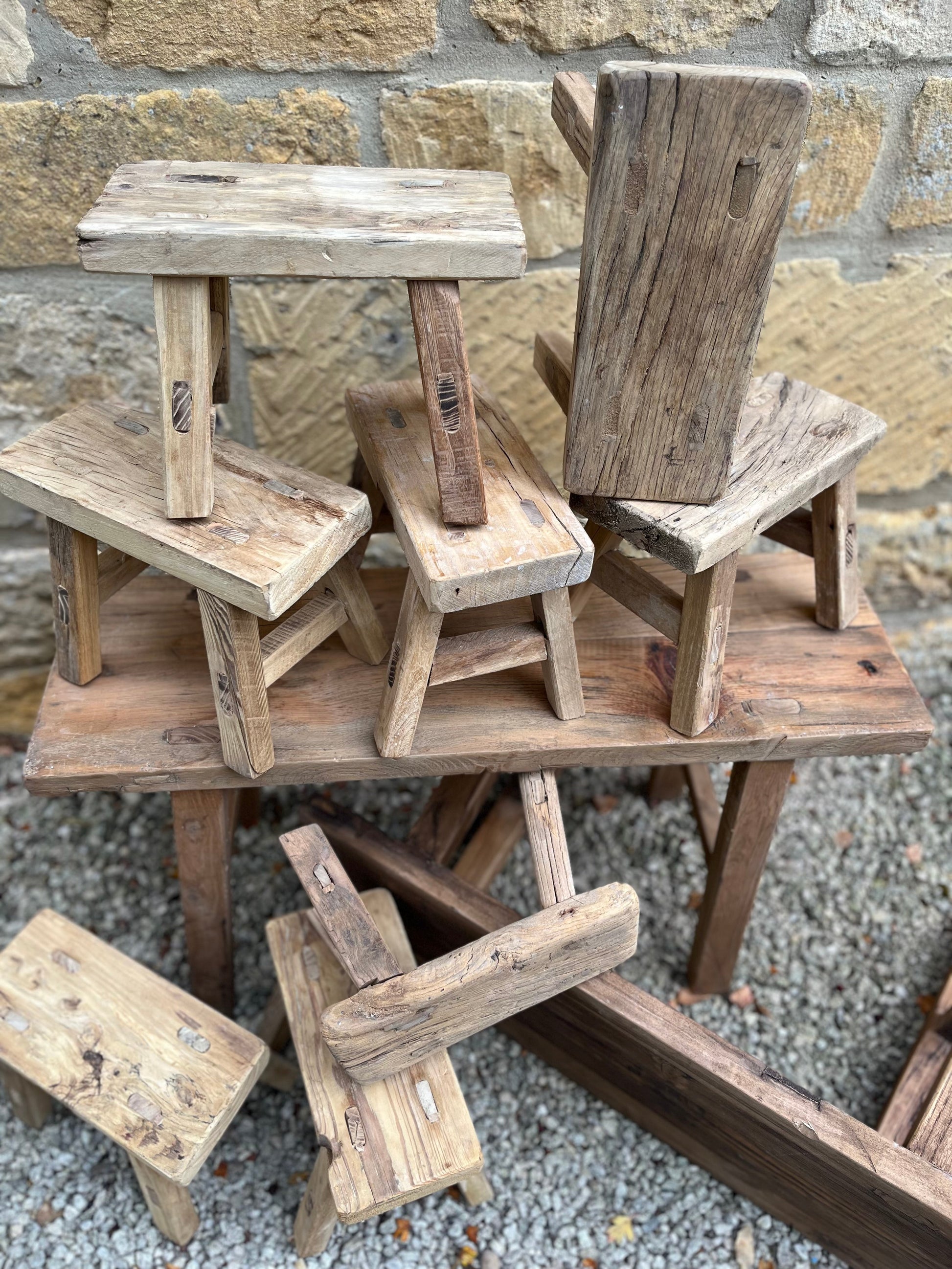 Reclaimed Elm Rustic Bench