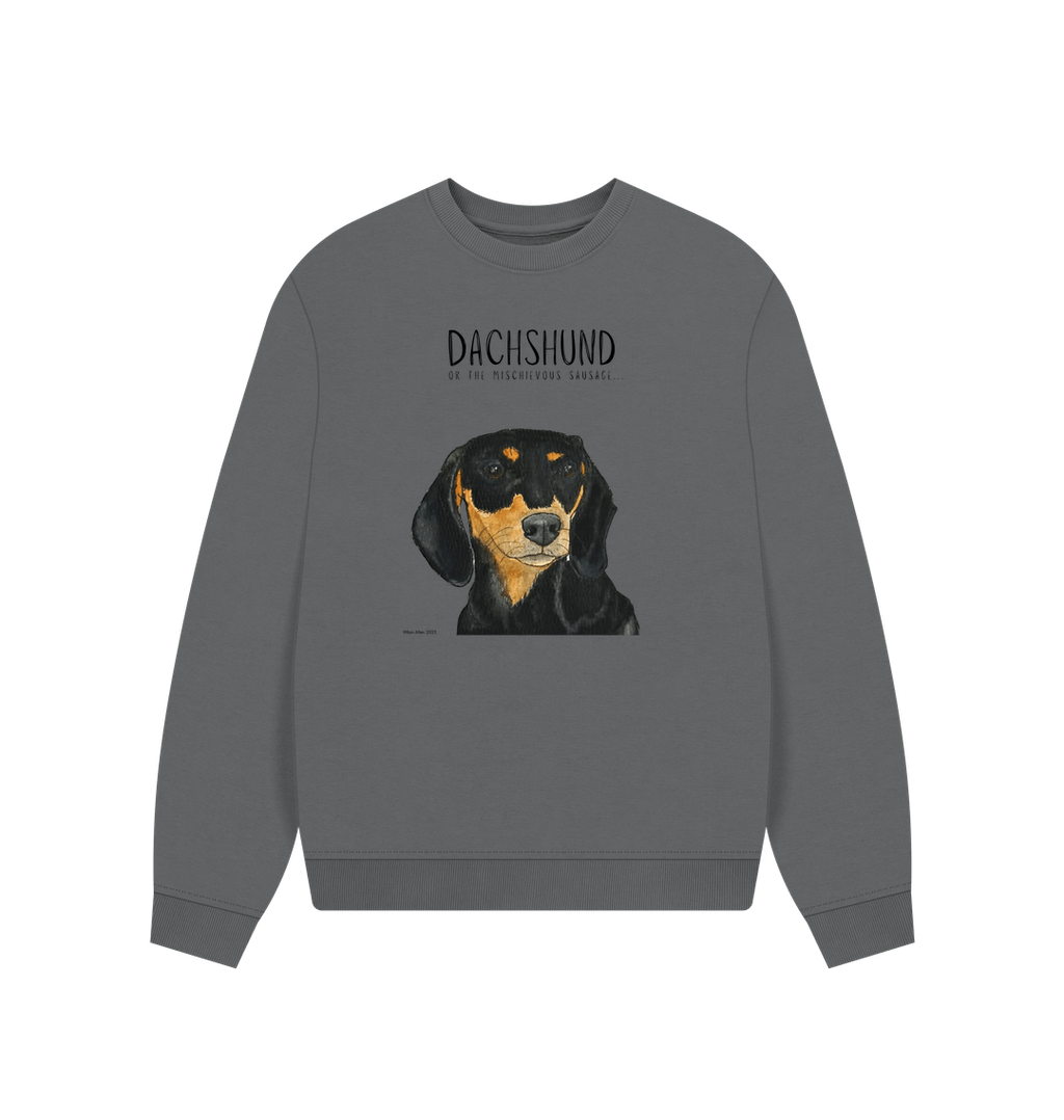 Comfy, Cozy, & Cute: The Black & Tan Dachshund Oversized Sweatshirt"