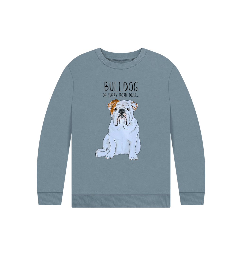 Furry Road Cool: Bulldog Power Kid’s Sweatshirt for Playtime Warriors!