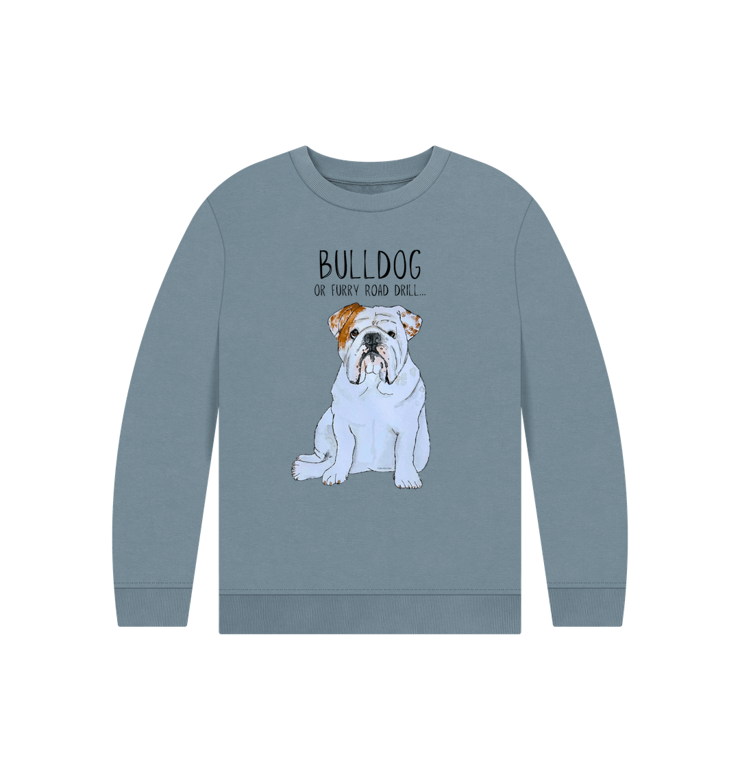 Furry Road Cool: Bulldog Power Kid’s Sweatshirt for Playtime Warriors!
