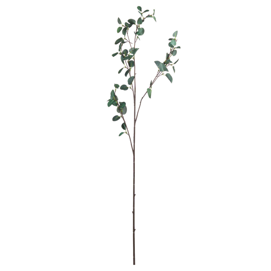Tall faux eucalyptus stem with realistic green leaves, perfect for floor vases and lasting home decor. by Sostter at brixbailey.com