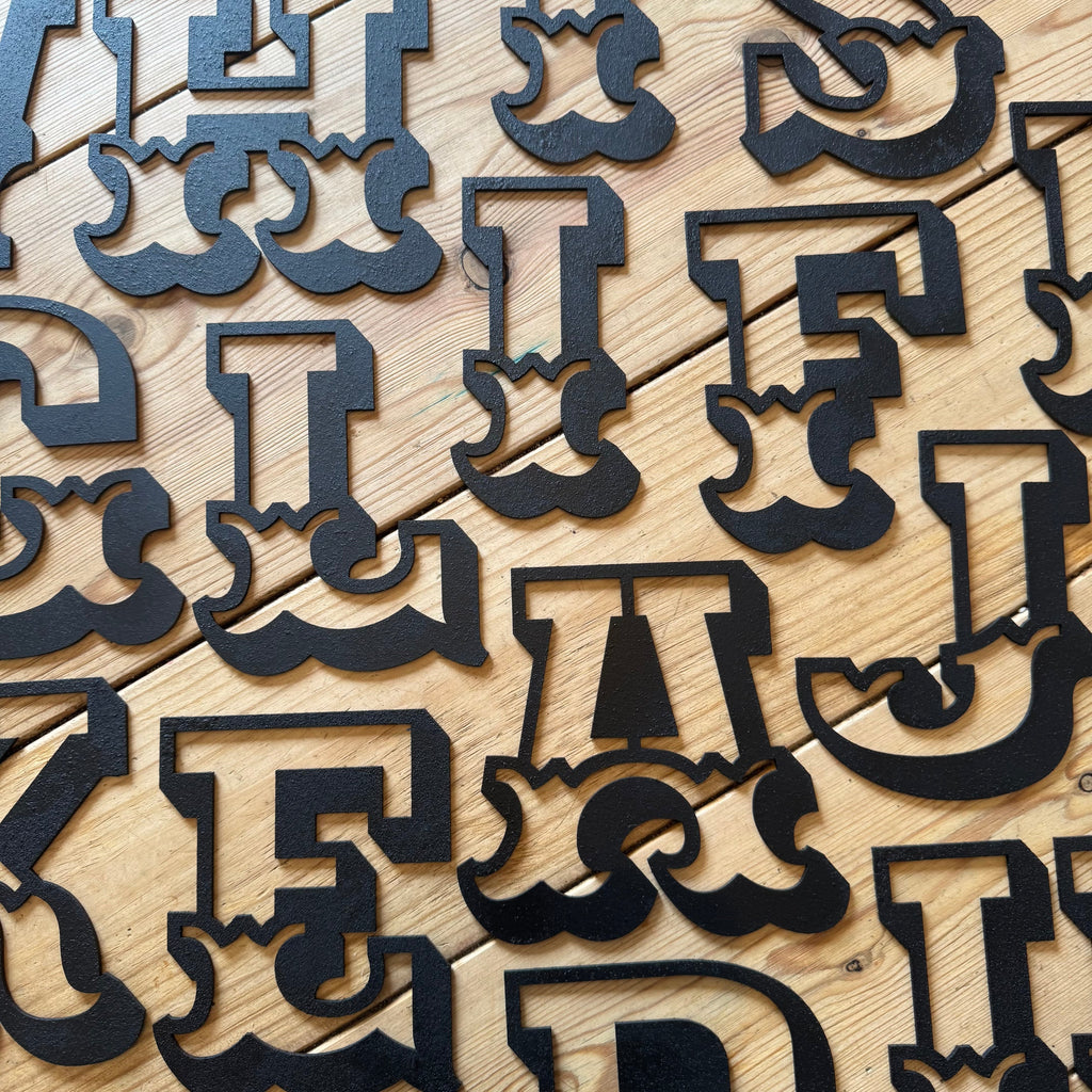 A-Z Rustic 5" or 12" Black Metal Carnival Letters.