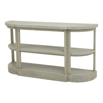Hand-finished grey-washed pine console table with organic curves and natural wood grain, 150cm wide by Sostter at brixbailey.com