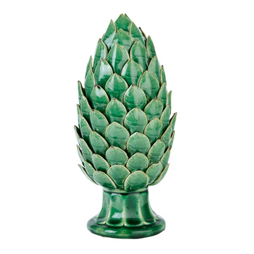 Handcrafted ceramic artichoke ornament in rich Mediterranean green with antique finish, 35cm tall  by Sostter at brixbailey.com