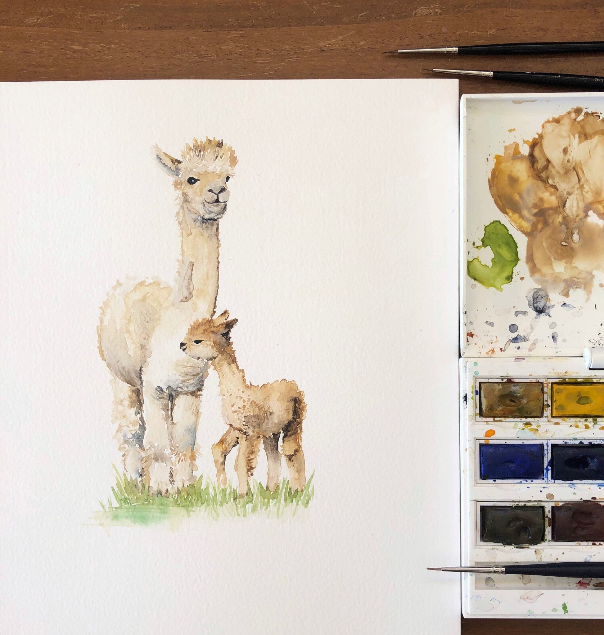 Personalised Alpaca Watercolour Art Print – Perfect for Nursery or Kids Room Decor