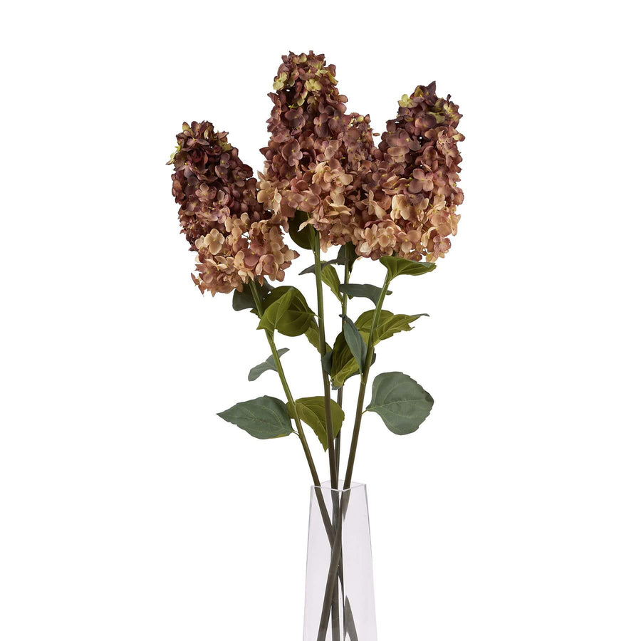 Lifelike burgundy plastic hydrangea floral arrangement, 88cm tall, perfect for home decor  by Sostter at brixbailey.com