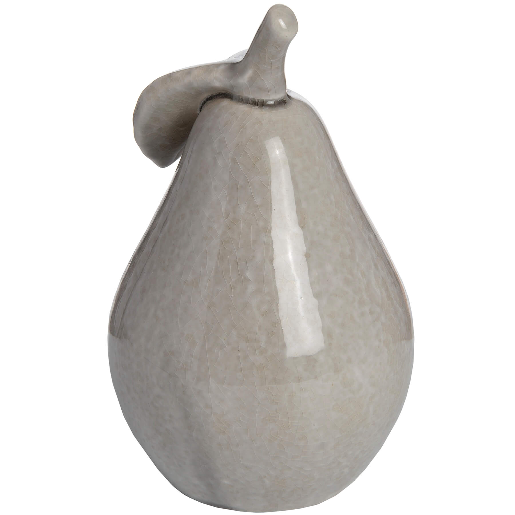 Handcrafted antique grey ceramic pear ornament with crackle-glaze finish, perfect for home decor. by Sostter at brixbailey.com