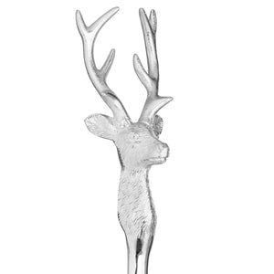 Stag head shoe horn in silver nickel finish, durable metal construction with elegant 53cm design for easy use. by RoomLondon at brixbailey.com