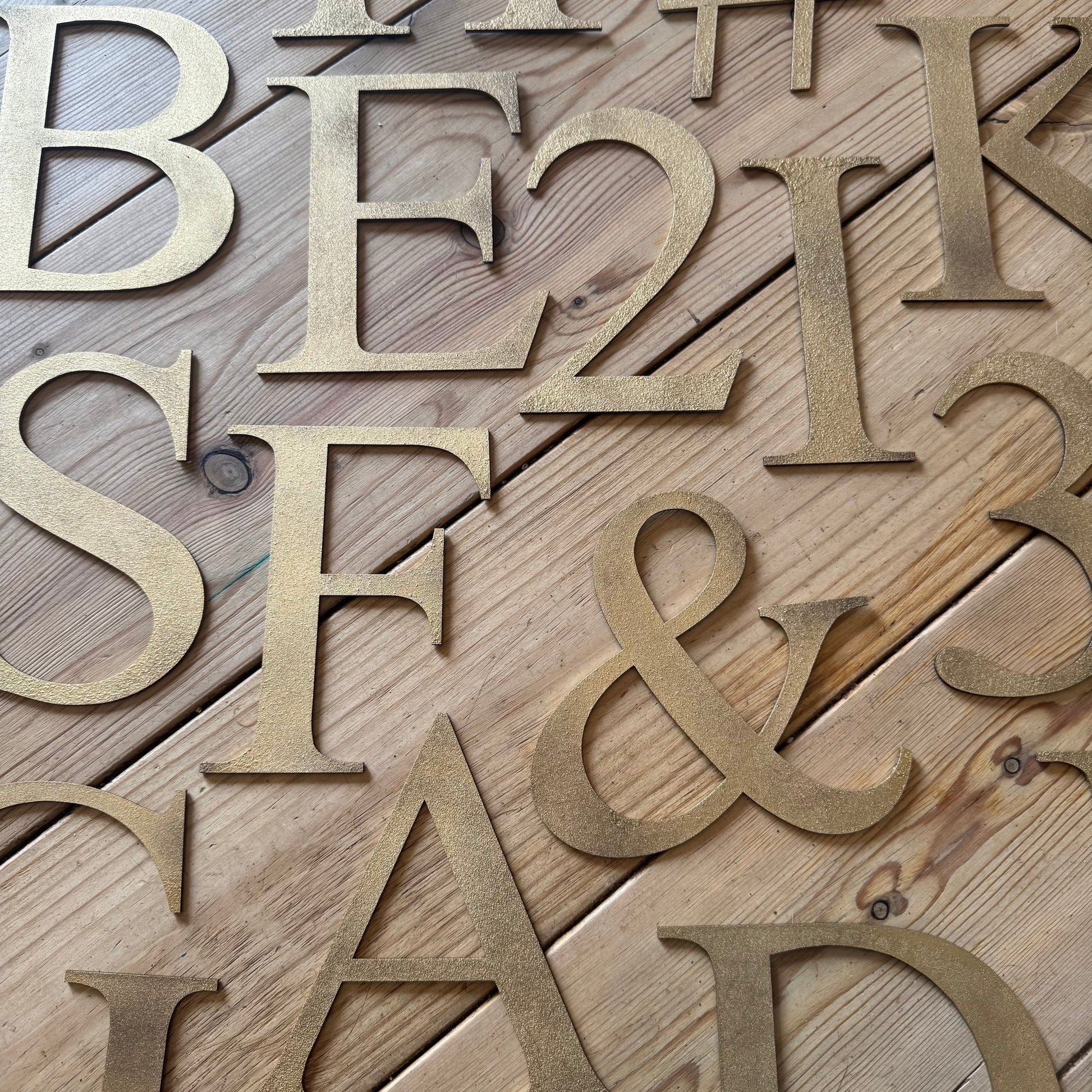 Distressed Gold 5" or 12" Classic Metal Letters, A-Z, 0-9