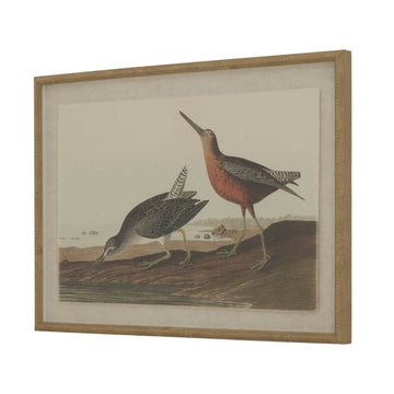 Handcrafted linen artwork featuring delicate snipes in earthy tones with beaded frame, 45x62cm, nature-inspired wall decor by Sostter at brixbailey.com
