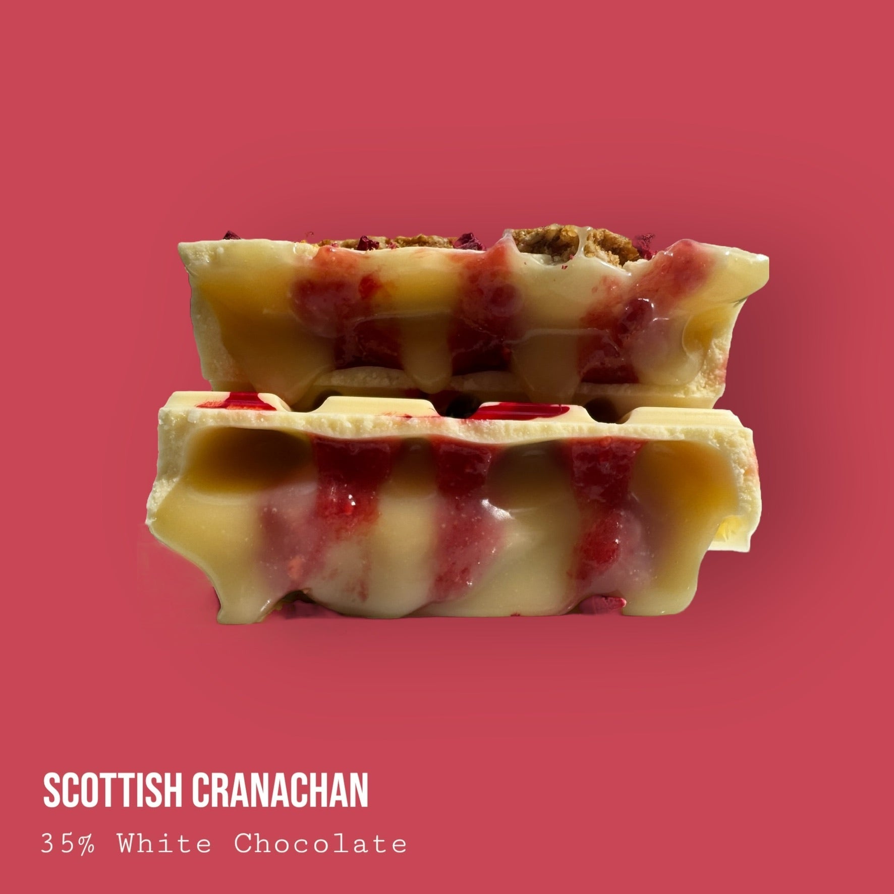 Raspberry and Single Malt Whisky Honey Cream Dessert Bar with Oat Biscuit and White Chocolate