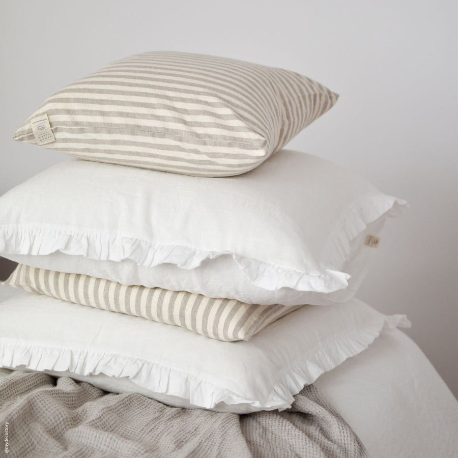 Romantic Frilled Linen Pillowcase – Breathable & Handmade by Linen Tales at www.brixbailey.com