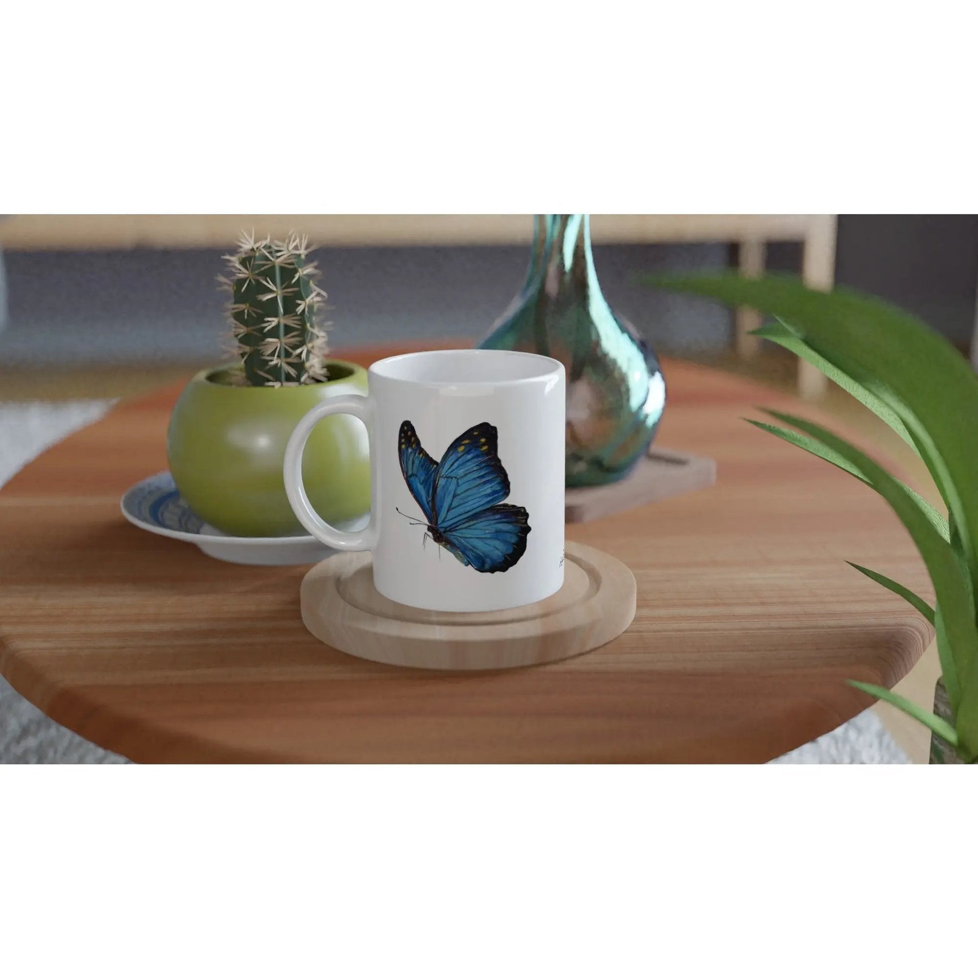 Blue Butterfly Mug – 11oz Ceramic Wildlife Coffee Cup