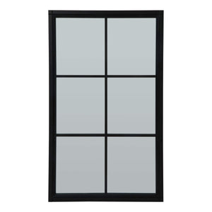 Matte black wooden window-style mirror with grid pattern, 150cm x 90cm, enhances space and light in modern interiors by sostter at brixbailey.com