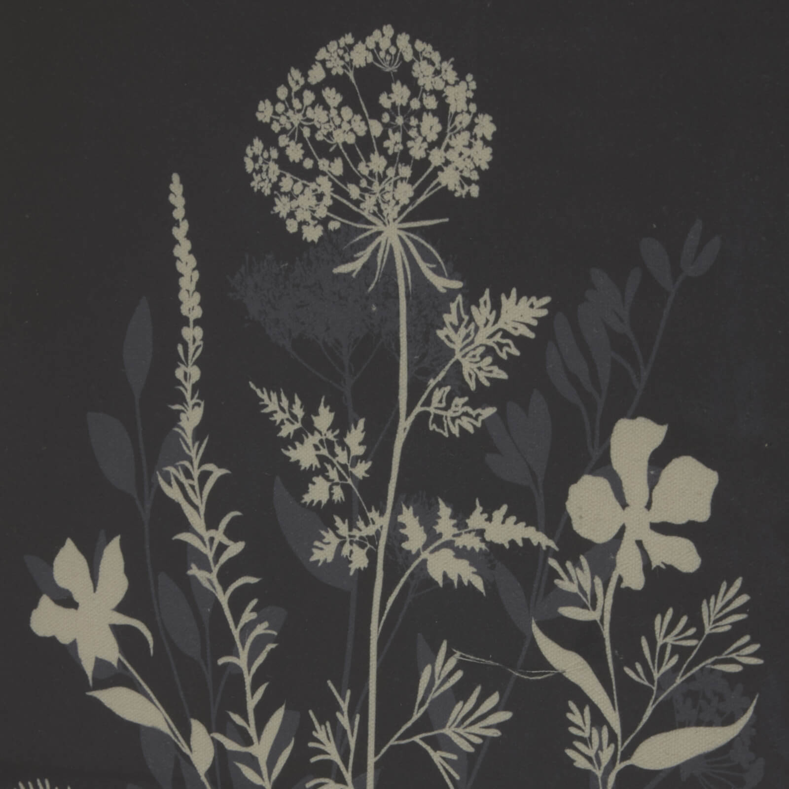 Handcrafted linen botanical artwork with beaded frame, soft white and natural tones, 50x40cm, Flora & Fauna collection by Sostter at brixbailey.com