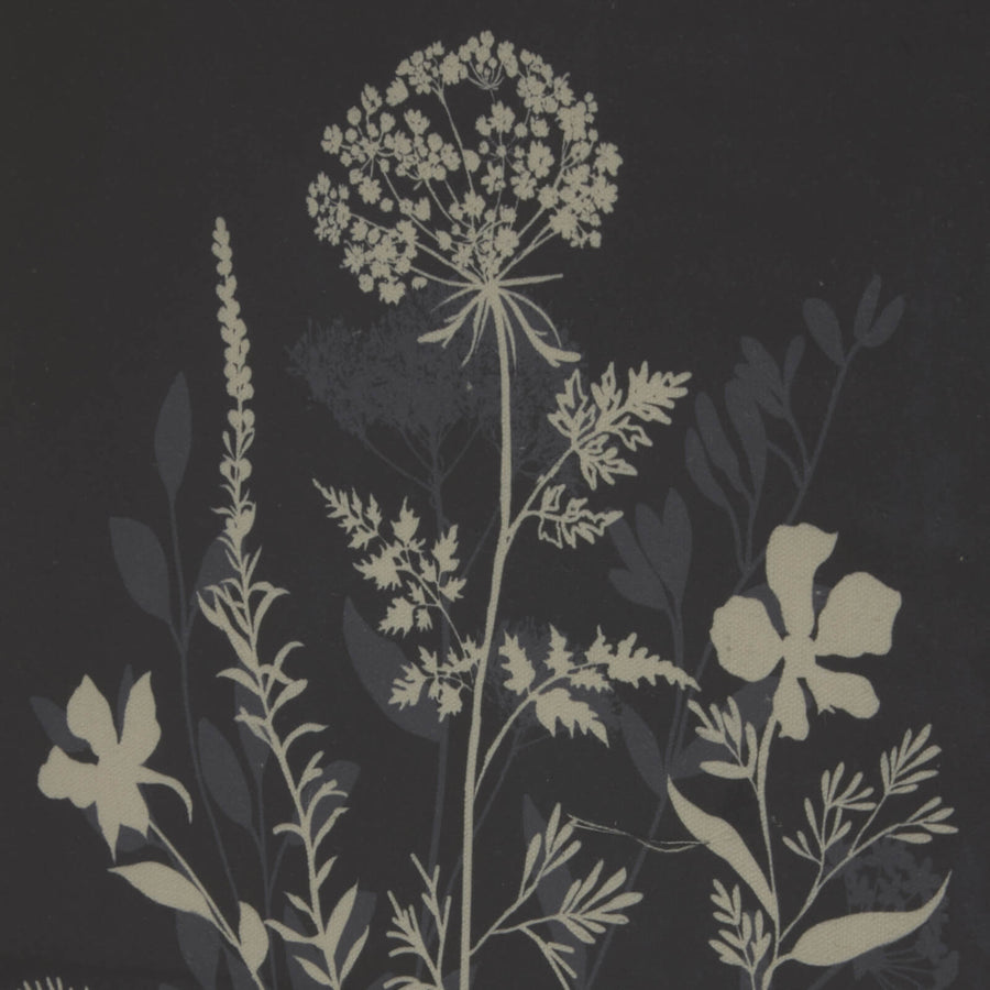 Handcrafted linen botanical artwork with beaded frame, soft white and natural tones, 50x40cm, Flora & Fauna collection by Sostter at brixbailey.com