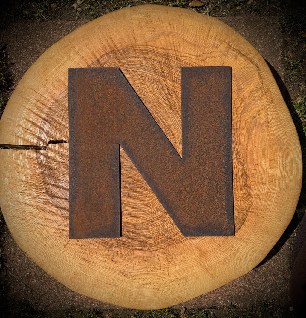 12" Rusty Fat Font Metal Letters A-Z 0-9.