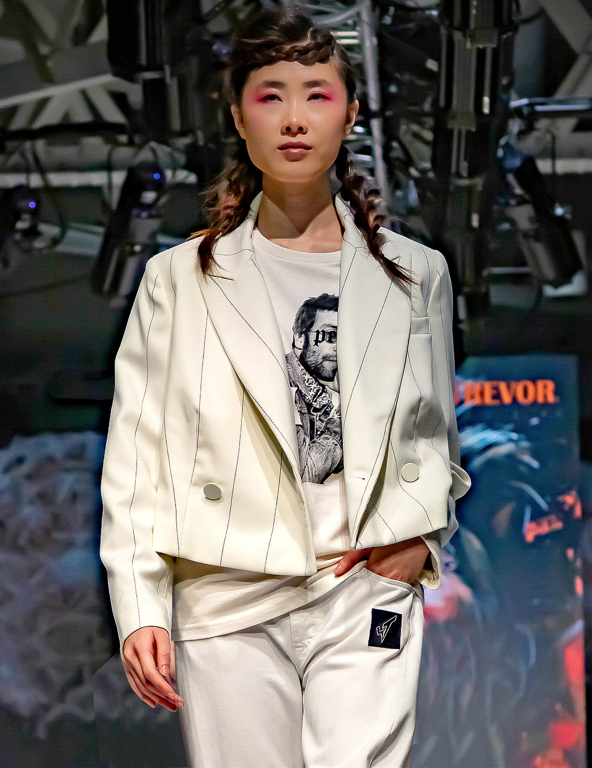 Cropped Blue Pin Striped Blazer