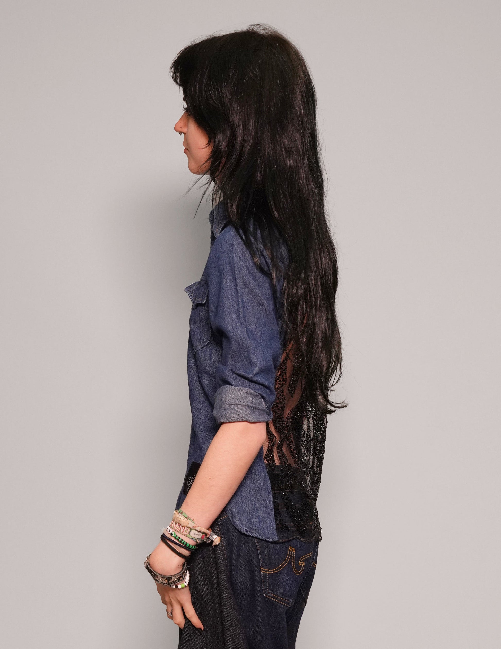 Party Back Shirt - Slim Fit - Black Sequin