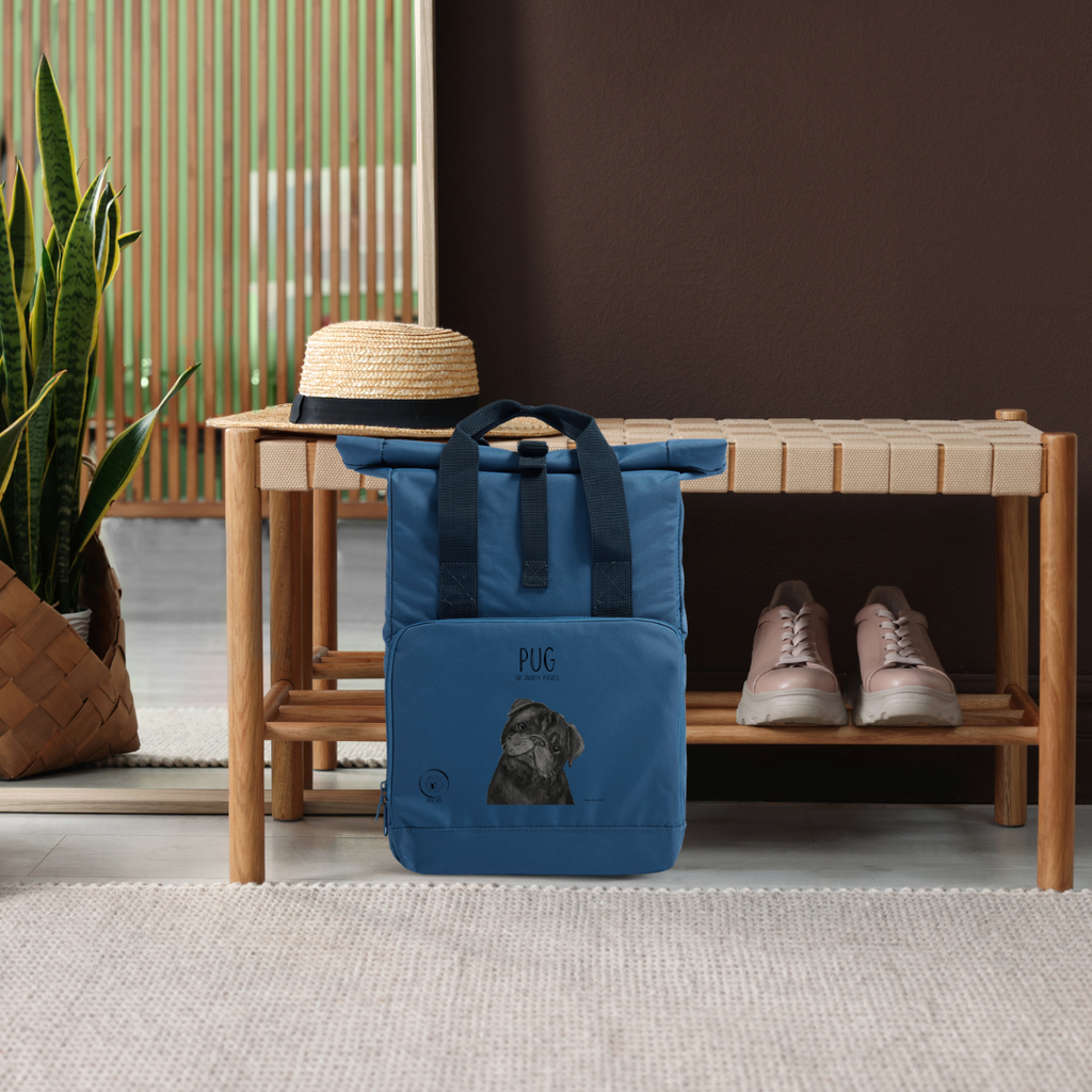 "Pug or Snorty Potato?" Ethical Backpack for Pug Lovers! Black Pug Version