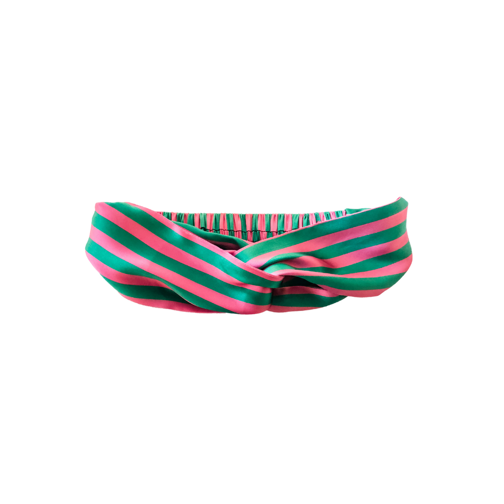 Dottie Silk Headband in Flamingo Stripe