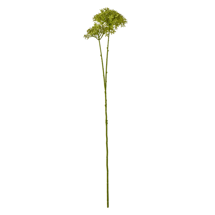 Lifelike green hydrangea stem with detailed blooms, natural hues, and sturdy plastic construction for vase arrangements. by Sostter at brixbailey.com