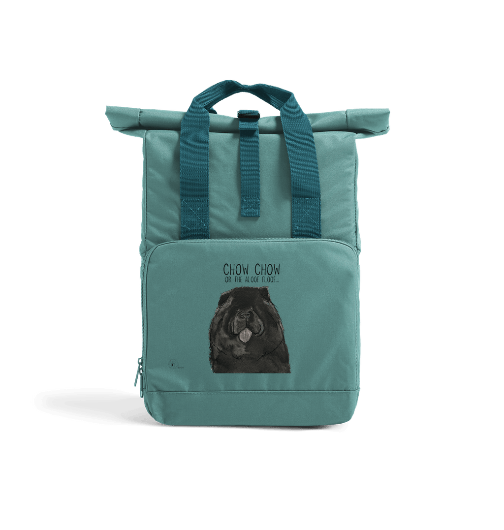 Black Chow Chow Chic: Aloof Floof Roll-Top Backpack