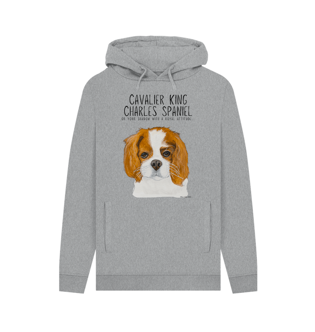 Crowned & Cozy: Sustainable Men's Hoodie Featuring Your Cavalier King (or Queen)