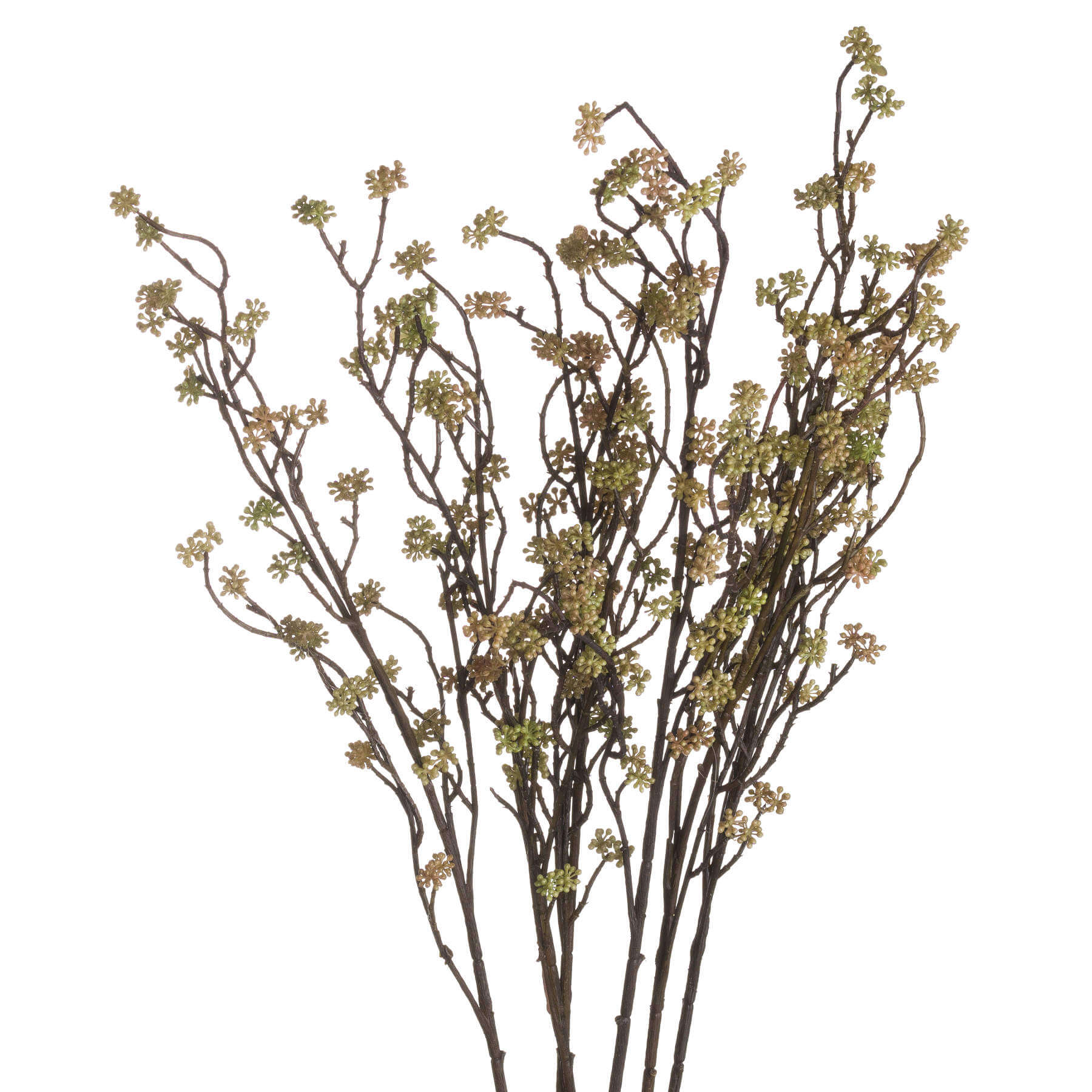 Lifelike Sedum faux floral branch in soft green with autumn tones, 109cm tall, for vases or wreaths by Sostter at brixbailey.com
