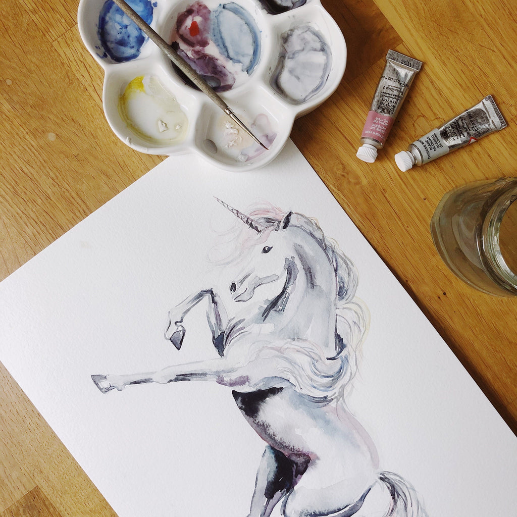 Unicorns and rainbows hand-designed wallpaper