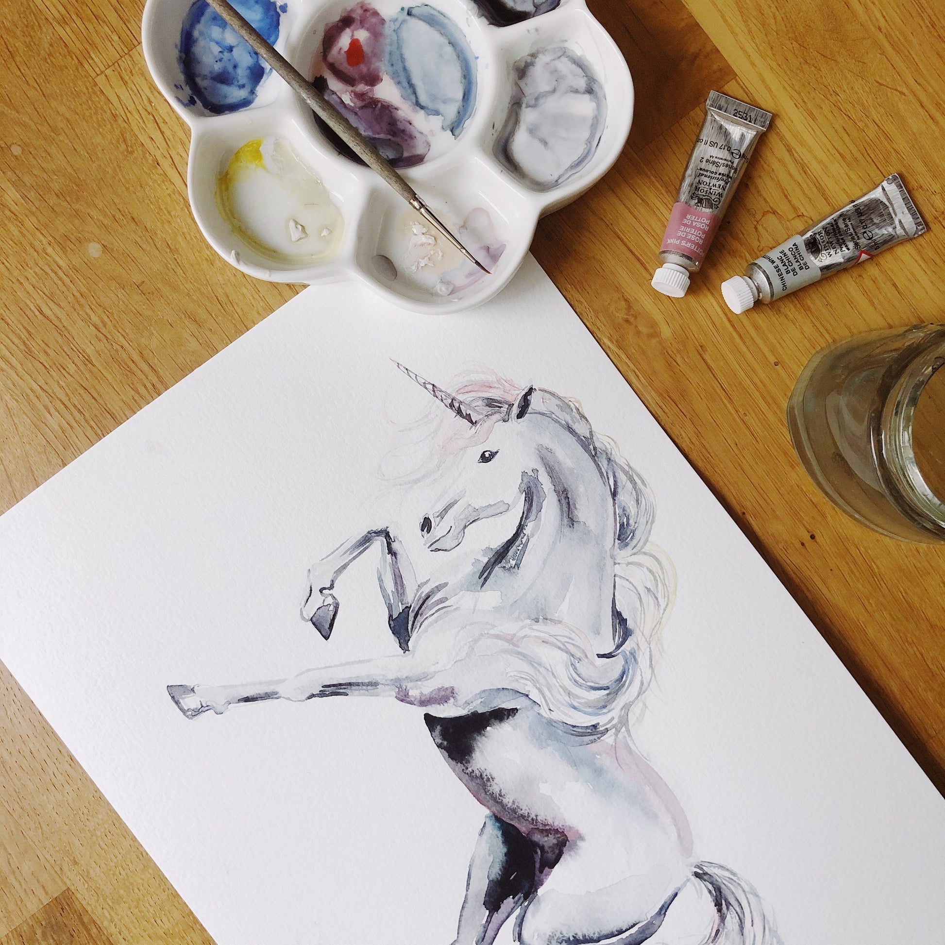 Unicorns and rainbows hand-designed wallpaper