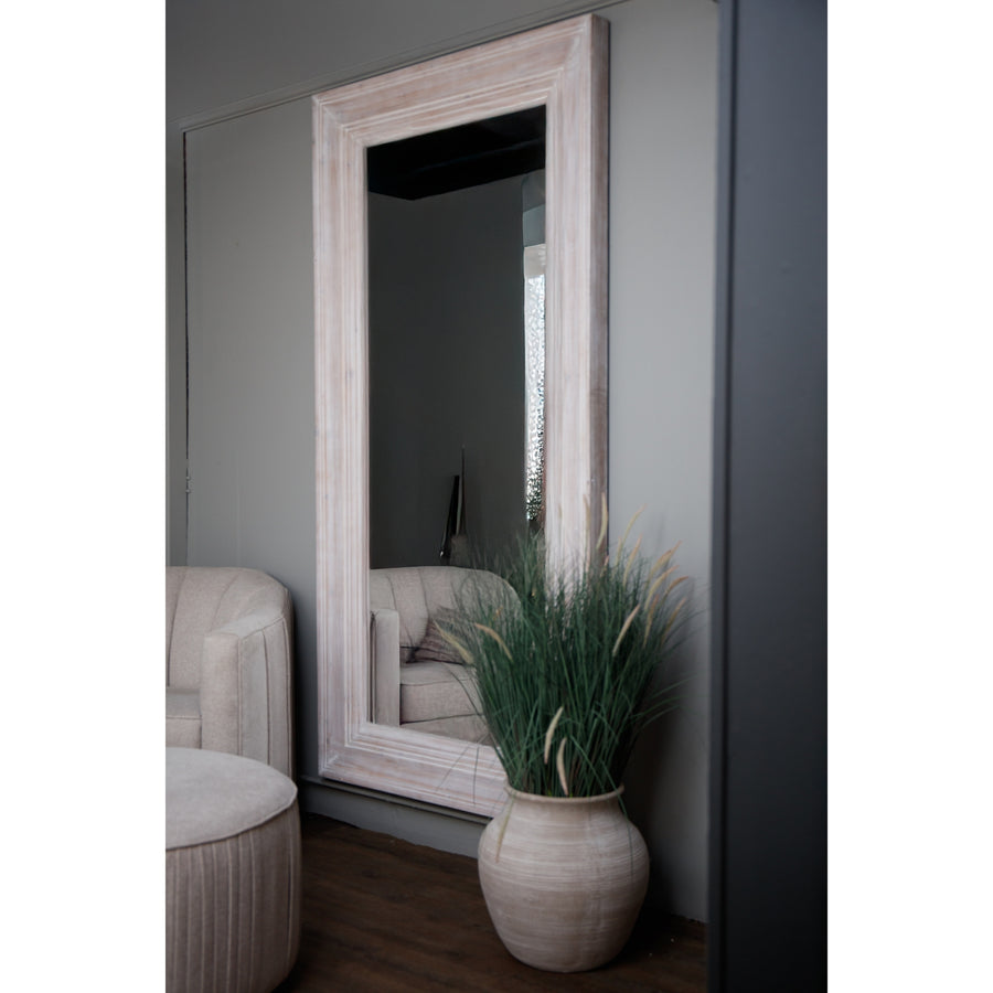 The Harewood White Washed Large Mirror - Rustic Charm Meets Modern Elegance for Any Space by Hill Interiors at www.brixbailey.com