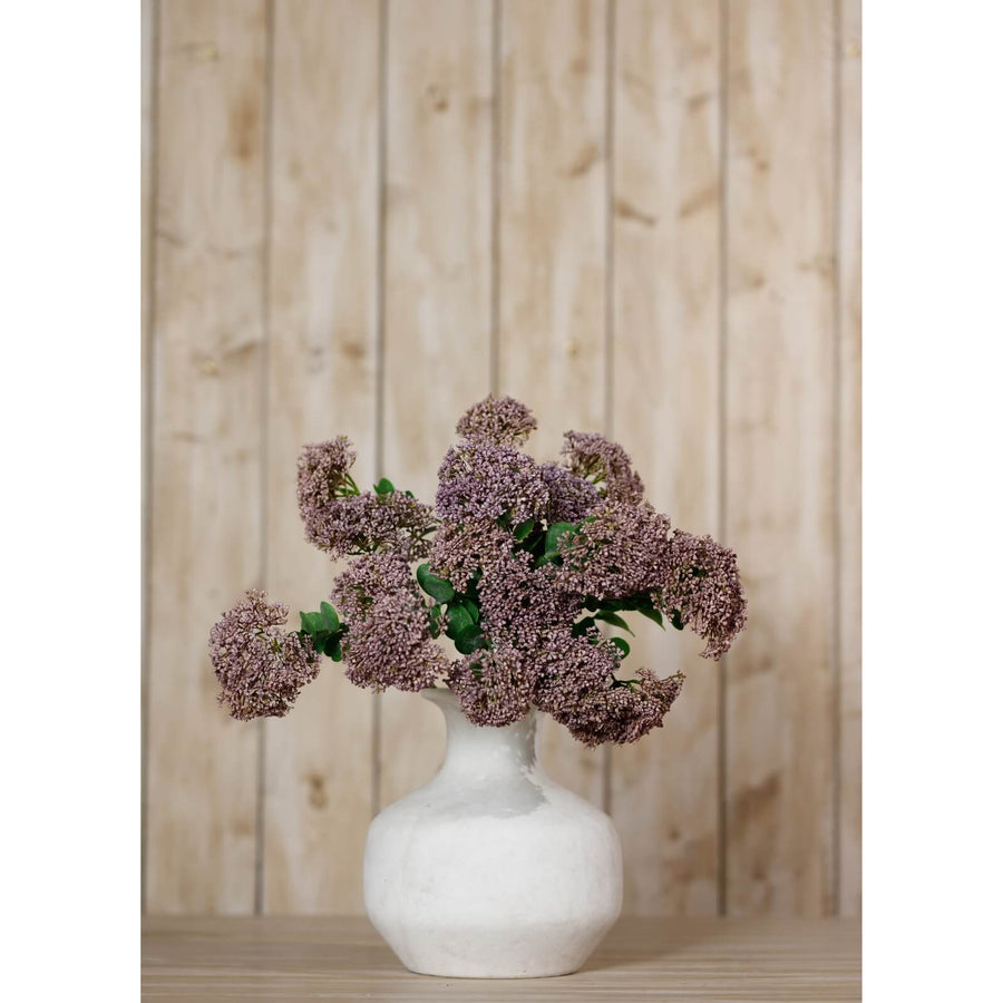 Lifelike purple faux Sedum spray with green foliage, 58cm tall, for floral arrangements and home decor by Sostter at brixbailey.com