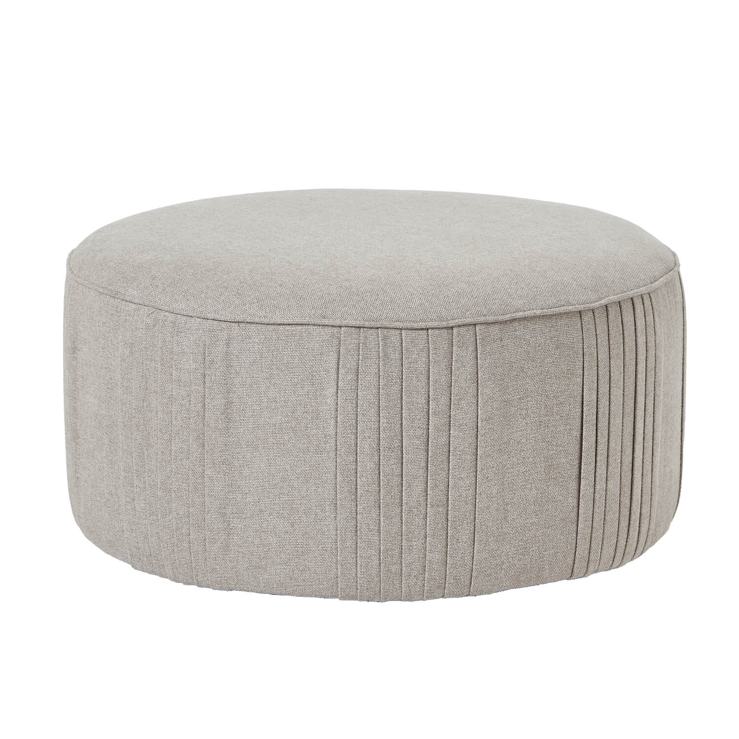 Lily swivel ottoman in oatmeal twill fabric with wooden base, neutral square footrest for modern living rooms by Sostter at brixbailey.com