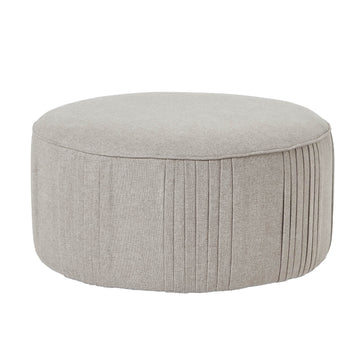 Lily swivel ottoman in oatmeal twill fabric with wooden base, neutral square footrest for modern living rooms by Sostter at brixbailey.com