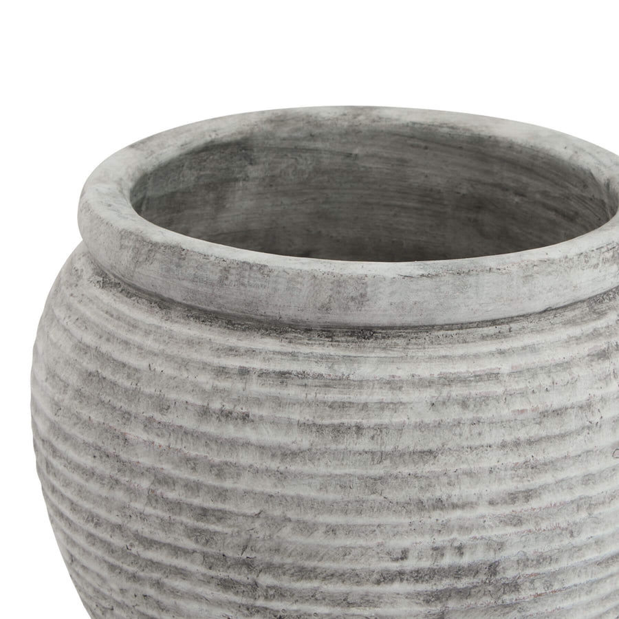 Handcrafted white ceramic planter with sculpted rim, Mediterranean-inspired design for home decor. by Sostter at brixbailey.com